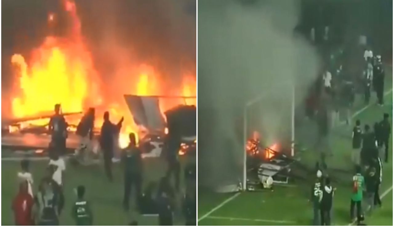 Hinchas destrozando el estadio tras la derrota del Persebaya, en Indonesia Hinchas destrozando el estadio tras la derrota del Persebaya, en Indonesia