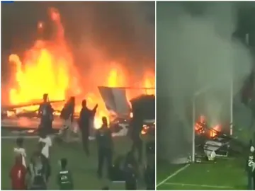 Hinchas destrozando el estadio tras la derrota del Persebaya, en Indonesia Hinchas destrozando el estadio tras la derrota del Persebaya, en Indonesia