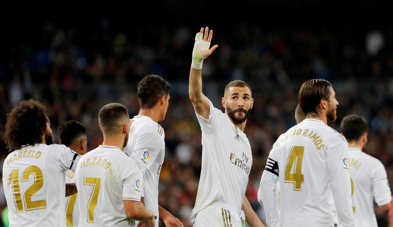 Real Madrid - Leganés: Benzema celebra su gol Real Madrid - Leganés: Benzema celebra su gol