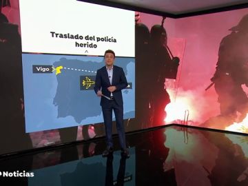 El policía herido en los disturbios de Barcelona será trasladado en un Falcon del ejército a Galicia 