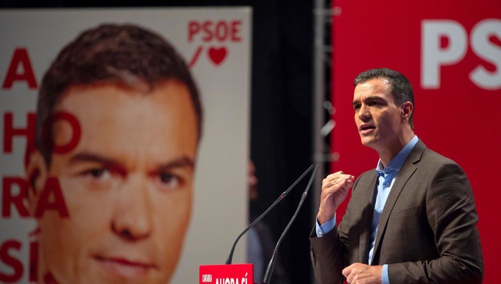 Pedro Sánchez, durante el acto de presentación de campaña