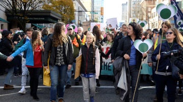 Greta Thunberg en una marcha contra el cambio climático