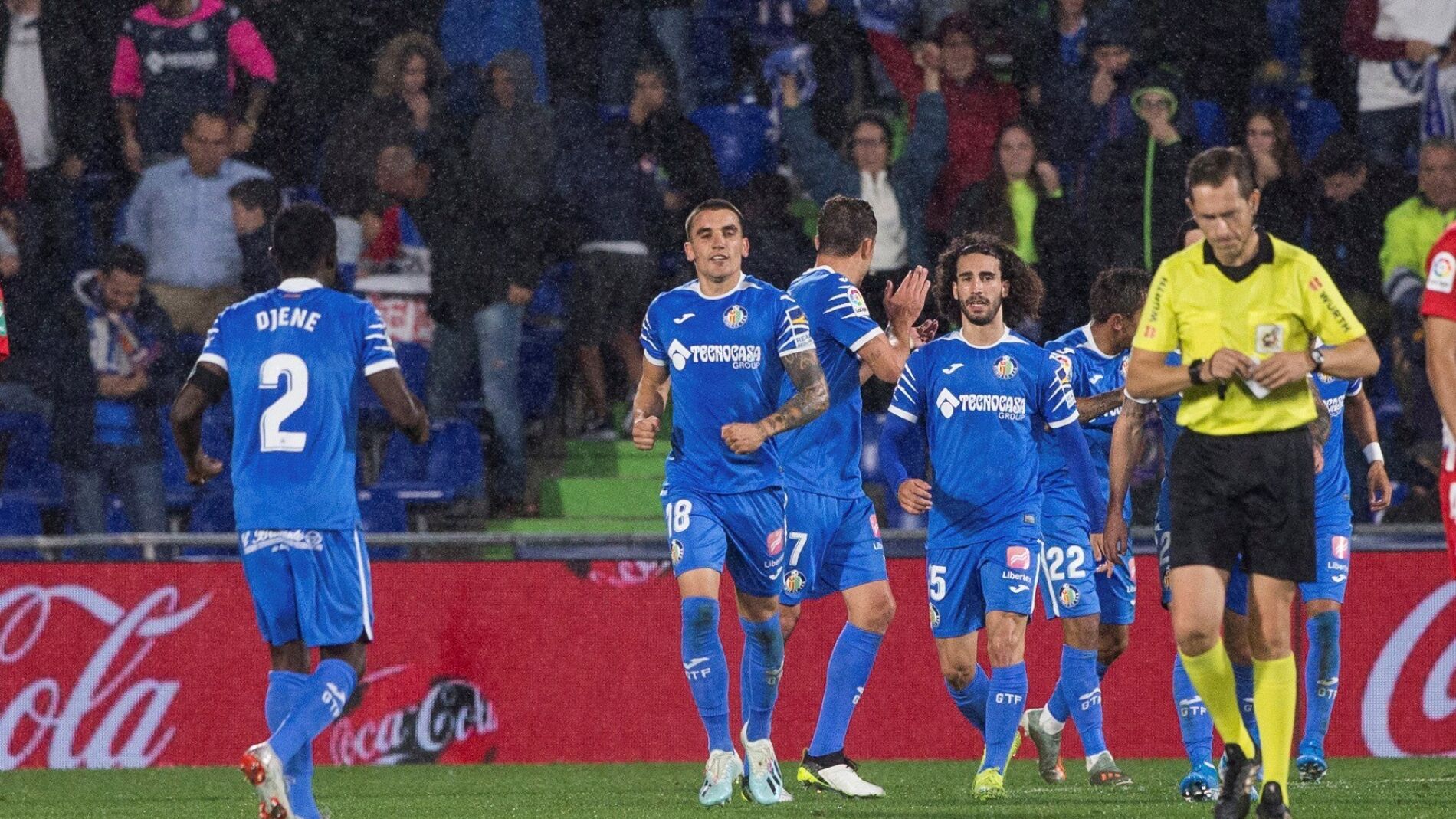 El Getafe celebra la victoria