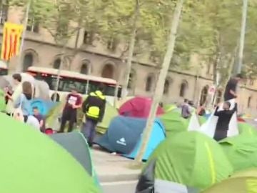 Acampada de estudiantes en Barcelona
