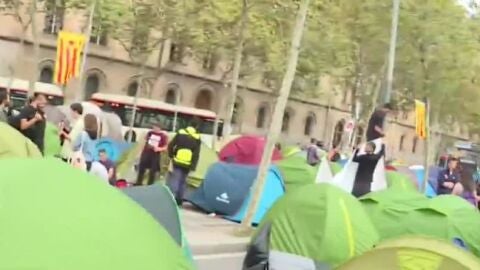 Acampada de estudiantes en Barcelona