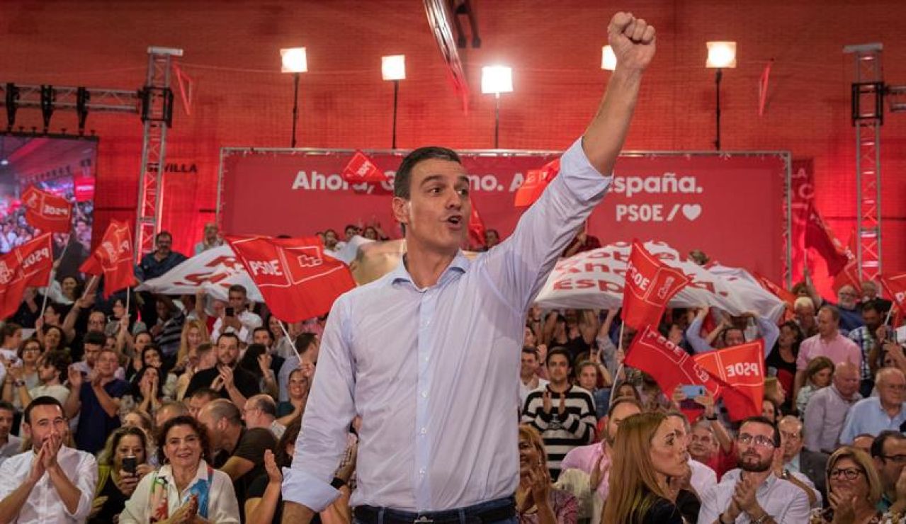 Pedro Sánchez en un acto de campaña Pedro Sánchez en un acto de campaña