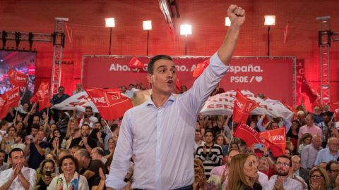 Pedro S&aacute;nchez en un acto de campa&ntilde;a