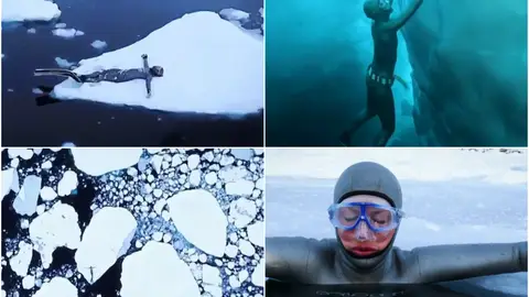 Anna Von Boetticher, buceando en los icebergs de Groenlandia Anna Von Boetticher, buceando en los icebergs de Groenlandia