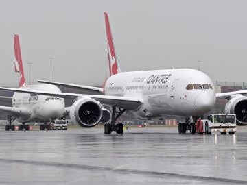 Imagen de los aviones Boeing 737 de la aerolínea Qantas