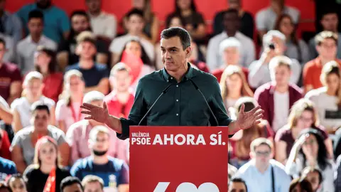 Pedro Sánchez en un acto de campaña electoral de las elecciones generales 2019 Pedro Sánchez en un acto de campaña electoral de las elecciones generales 2019