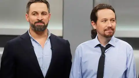 Santiago Abascal y Pablo Iglesias en el debate del 4N Santiago Abascal y Pablo Iglesias en el debate del 4N