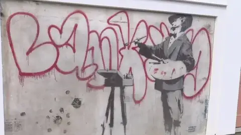 La obra de Banksy conocida como 'El Pintor' La obra de Banksy conocida como 'El Pintor'