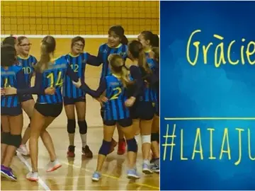 Laia junto con sus compañeras con el CV Esplugues Laia junto con sus compañeras con el CV Esplugues