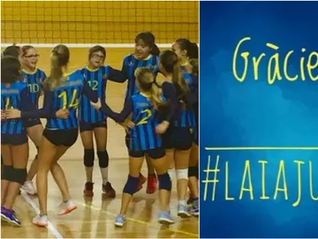 Laia junto con sus compañeras con el CV Esplugues Laia junto con sus compañeras con el CV Esplugues