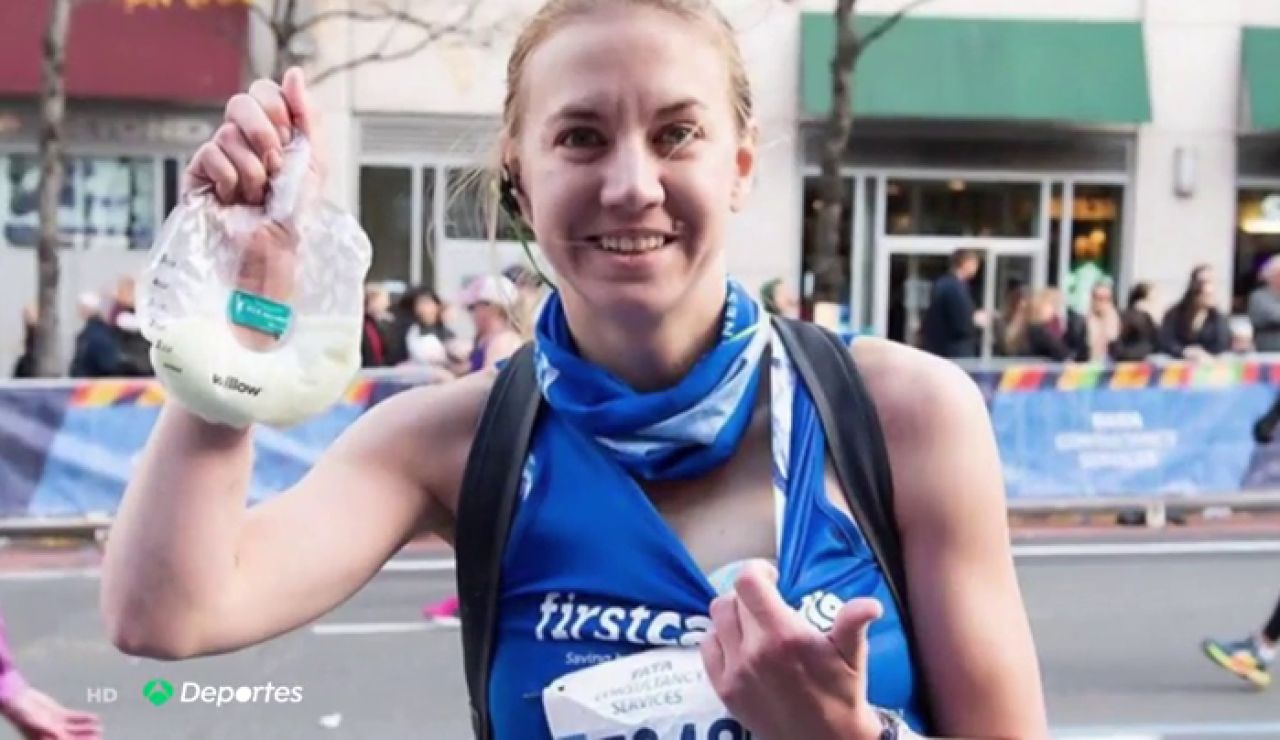 Una madre corre el maratón de Nueva York con un sacaleches y extrae medio litro para su bebé Una madre corre el maratón de Nueva York con un sacaleches y extrae medio litro para su bebé