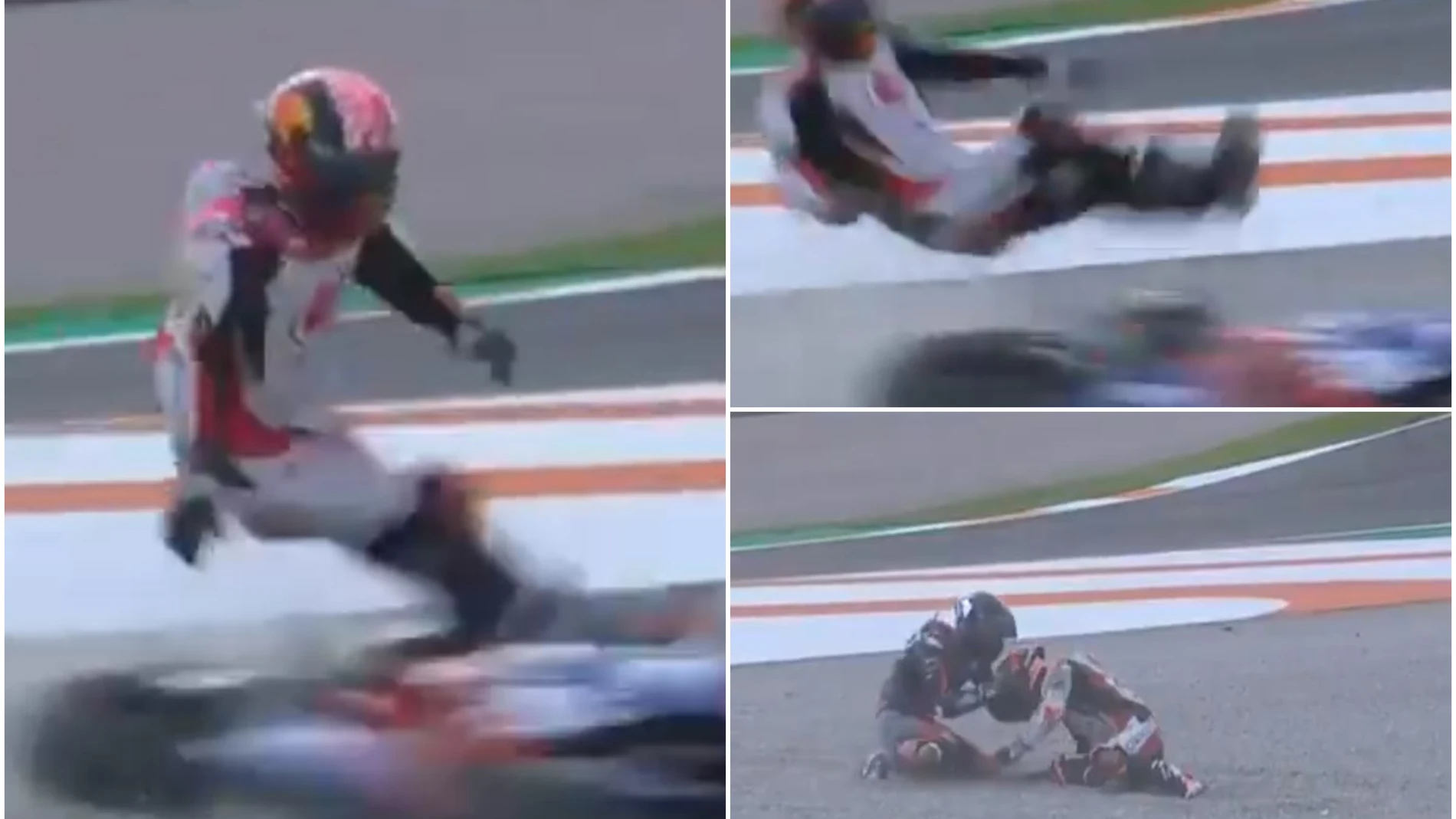 El espectacular atropello de la moto de Lecuona a Zarco El espectacular atropello de la moto de Lecuona a Zarco