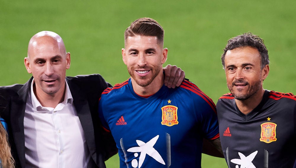 Luis Rubiales, Sergio Ramos y Luis Enrique