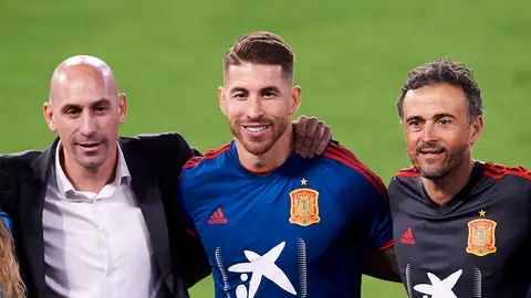 Luis Rubiales, Sergio Ramos y Luis Enrique Luis Rubiales, Sergio Ramos y Luis Enrique