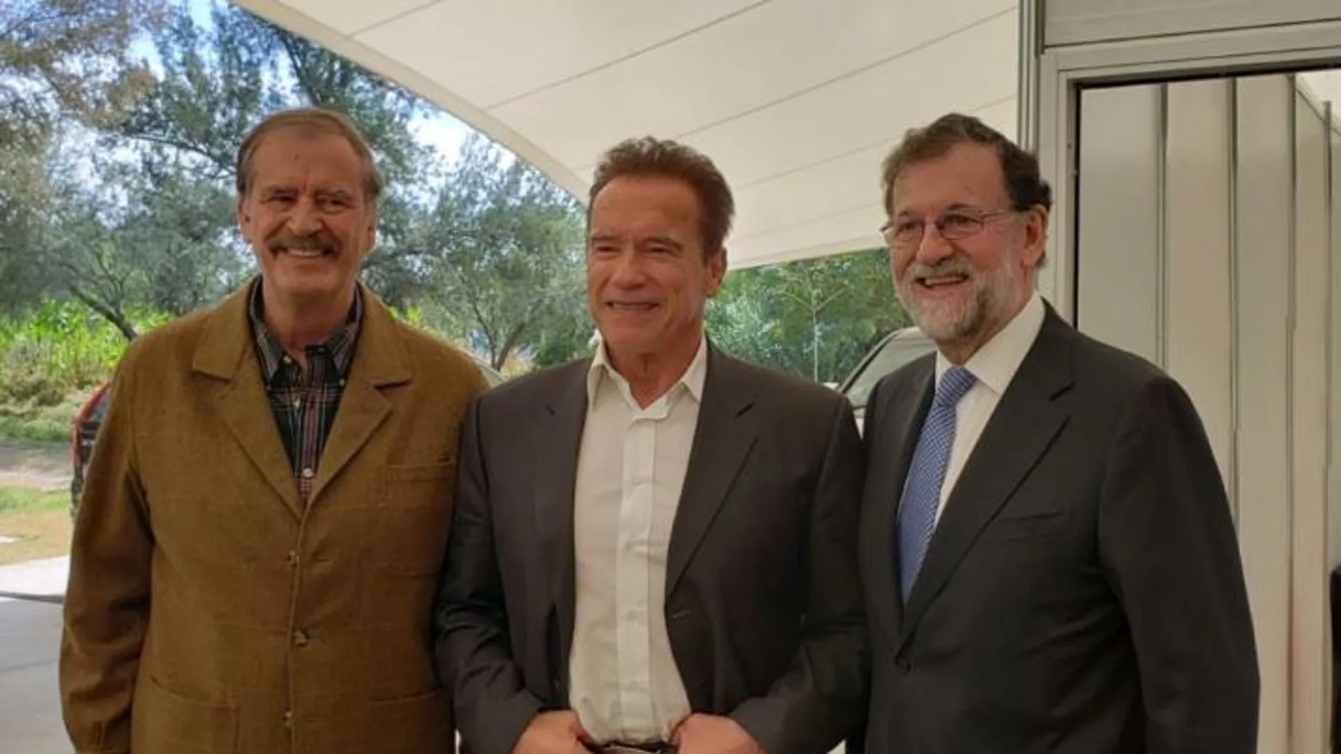 El expresidente mexicano Vicente Fox, junto a Arnold Schwarzenegger y Mariano Rajoy El expresidente mexicano Vicente Fox, junto a Arnold Schwarzenegger y Mariano Rajoy