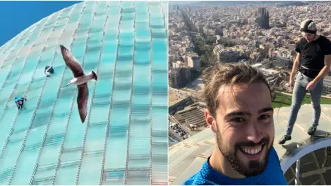 Leo Urban y Nico Mathieux se jugaron la vida para escalar los 145 metros de la torre Glòries Leo Urban y Nico Mathieux se jugaron la vida para escalar los 145 metros de la torre Glòries