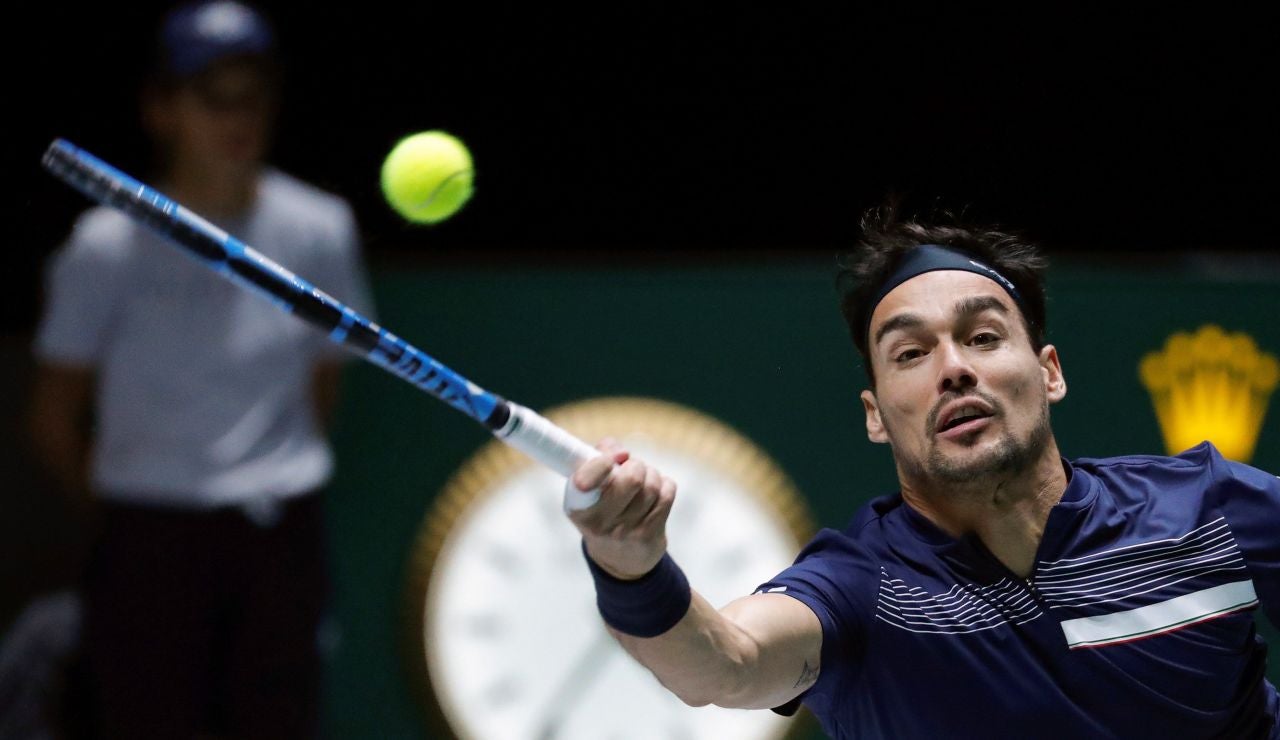 Fabio Fognini, en acción en la Caja Mágica Fabio Fognini, en acción en la Caja Mágica