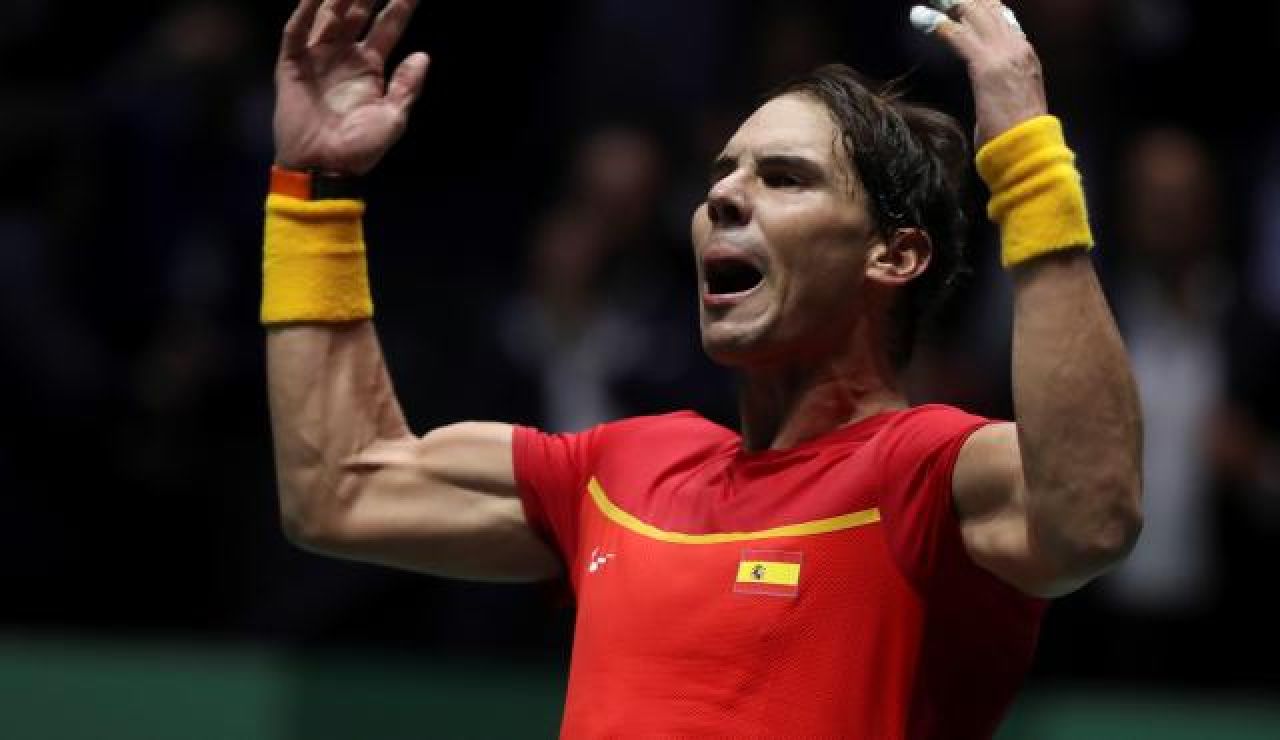 Rafa Nadal durante su partido ante Rusia Rafa Nadal durante su partido ante Rusia