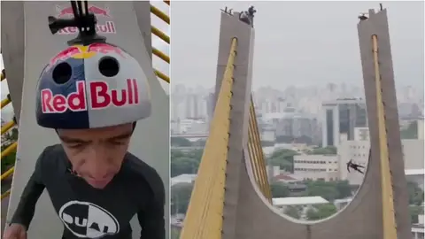 Sandro Dias y su locura sobre un puente en Sao Paulo Sandro Dias y su locura sobre un puente en Sao Paulo