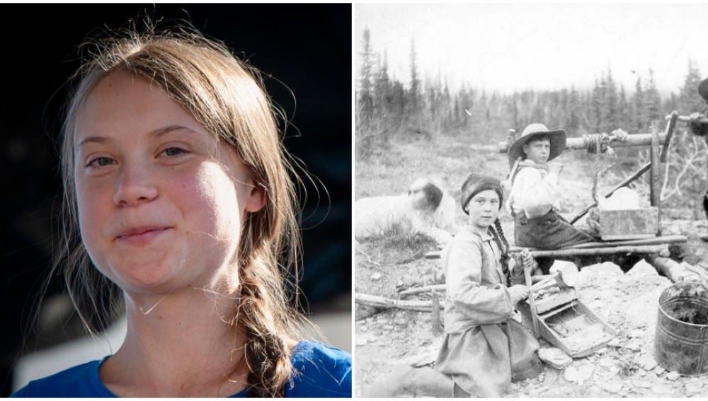 Greta Thunberg y su doble