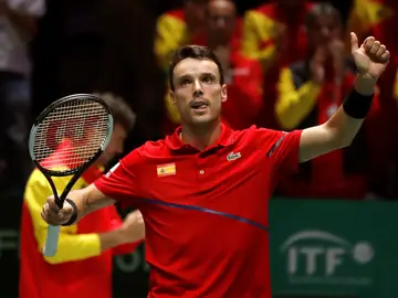 Roberto Bautista celebra un punto en la Copa Davis Roberto Bautista celebra un punto en la Copa Davis