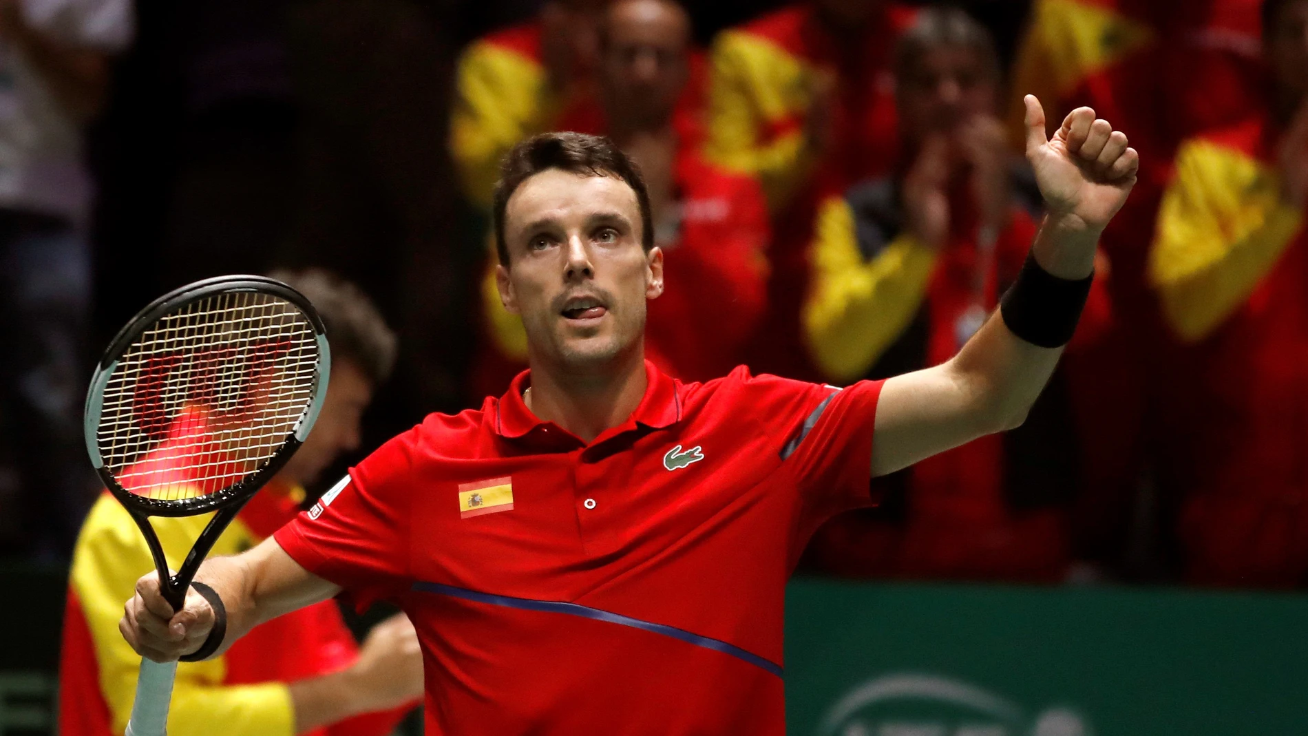 Roberto Bautista celebra un punto en la Copa Davis Roberto Bautista celebra un punto en la Copa Davis