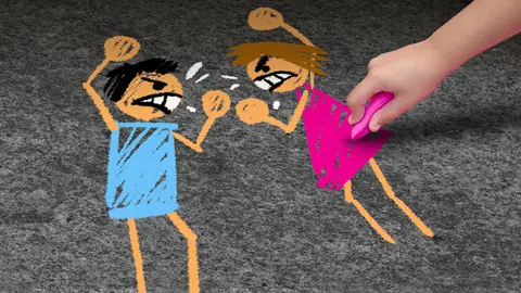 Ilustración de dos menores peleando Violencia de género