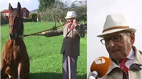 Paco, a sus casi cien años, sigue demostrando su maestría para domar caballos Paco, a sus casi cien años, sigue demostrando su maestría para domar caballos
