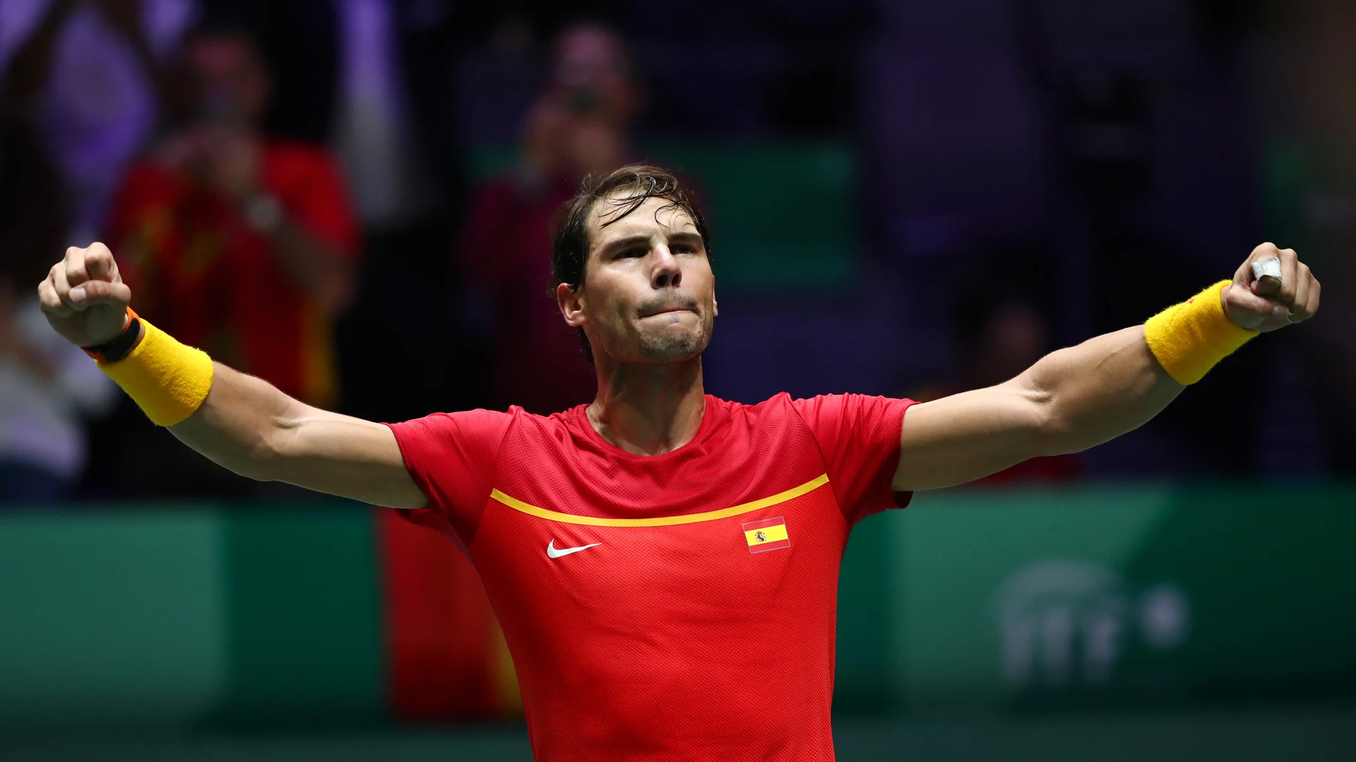 Rafa Nadal celebra el triunfo ante Shapovalov Rafa Nadal celebra el triunfo ante Shapovalov