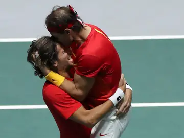 Rafa Nadal y Feliciano López en la semifinal de la Copa Davis Rafa Nadal y Feliciano López en la semifinal de la Copa Davis