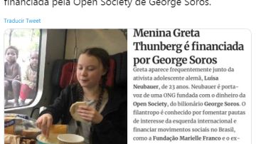 Foto manipulada de Greta Thunberg frente a niños africanos