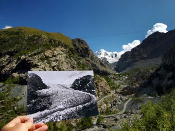 Situación del glaciar Trient en 1891 y en 2019