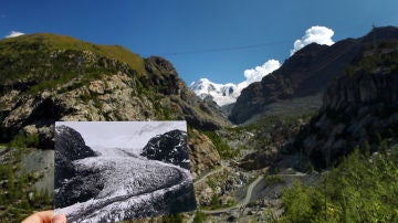 Situación del glaciar Trient en 1891 y en 2019