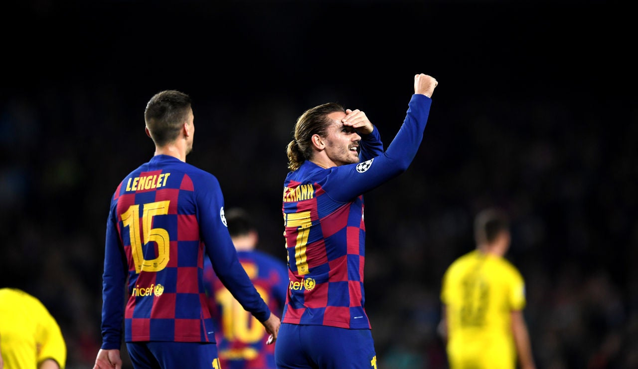 Griezmann y Lenglet durante un partido de Champions Griezmann y Lenglet durante un partido de Champions