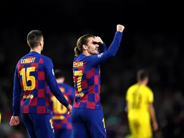 Inter de Milán - Barcelona: Griezmann y Lenglet durante un partido de Champions Inter de Milán - Barcelona: Griezmann y Lenglet durante un partido de Champions