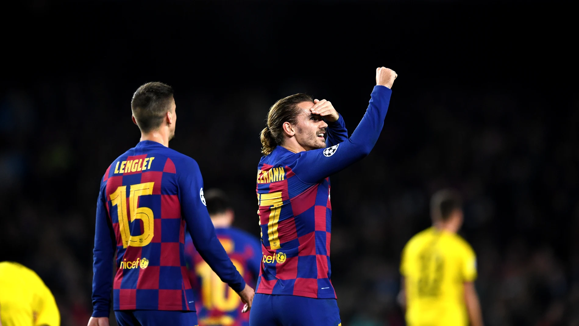 Inter de Milán - Barcelona: Griezmann y Lenglet durante un partido de Champions Inter de Milán - Barcelona: Griezmann y Lenglet durante un partido de Champions