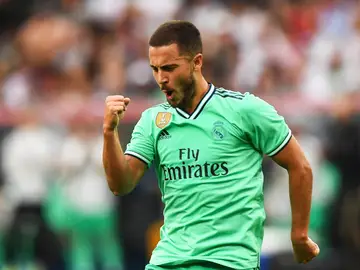 Hazard celebra un gol con la tarcera equipación del Real Madrid Hazard celebra un gol con la tarcera equipación del Real Madrid