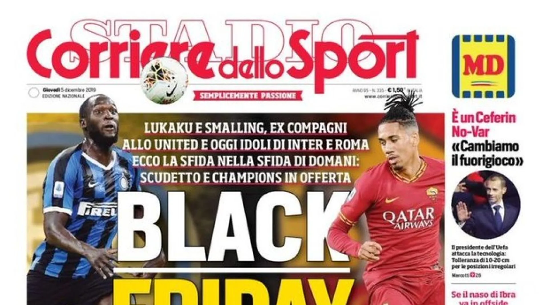 Portada del Corriere dello Sport Portada del Corriere dello Sport