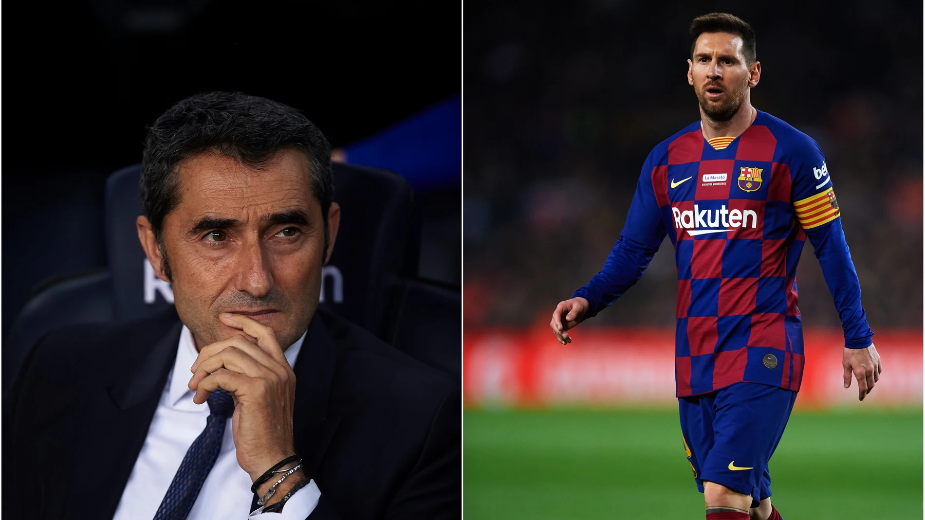 Ernesto Valverde y Leo Messi durante un encuentro con el FC Barcelona Ernesto Valverde y Leo Messi durante un encuentro con el FC Barcelona