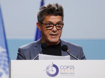 Alejandro Sanz durante su ponencia en la Cumbre del Clima 