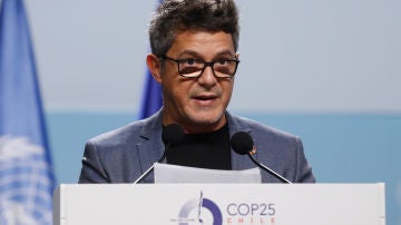 Alejandro Sanz durante su ponencia en la Cumbre del Clima Alejandro Sanz durante su ponencia en la Cumbre del Clima