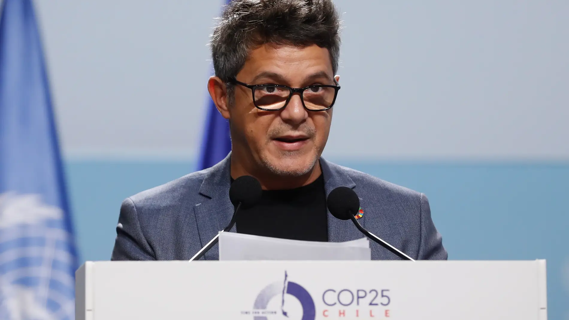 Alejandro Sanz durante su ponencia en la Cumbre del Clima 