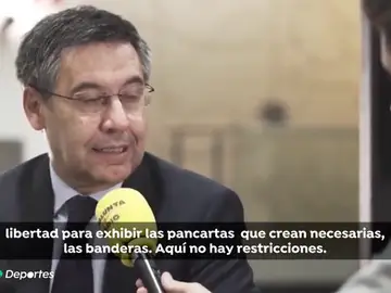Bartomeu 'calienta' El Clásico: "El socio del Barça tiene libertad para exhibir las pancartas que considere" Bartomeu 'calienta' El Clásico: "El socio del Barça tiene libertad para exhibir las pancartas que considere"