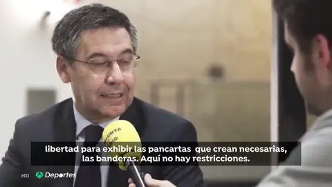 Bartomeu 'calienta' El Clásico: "El socio del Barça tiene libertad para exhibir las pancartas que considere" Bartomeu 'calienta' El Clásico: "El socio del Barça tiene libertad para exhibir las pancartas que considere"
