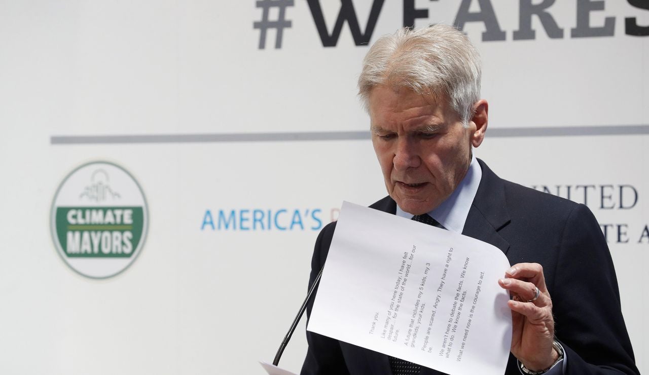 Harrison Ford reprocha en la Cumbre del Clima la "falta de valentía" de Donald Trump Harrison Ford reprocha en la Cumbre del Clima la "falta de valentía" de Donald Trump