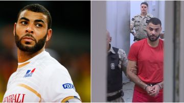 Earvin Ngapeth en un partido y en el momento de ser arrestado